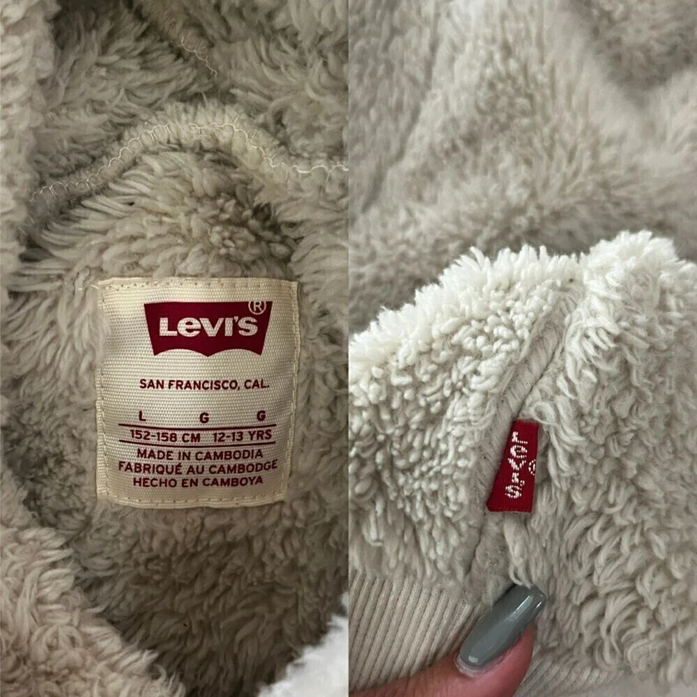 Levi's Sherpa Size L Kids 12-13 Years Cozy Warm Lounge Pullover Hoodie Sweater